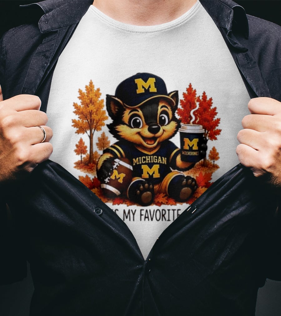 Michigan Wolverines Fall Is My Favorite Color Mascot Coffee Football T-Shirt