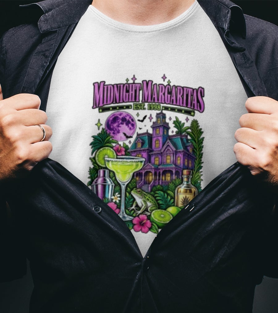 Midnight Margaritas Est. 1998 Haunted Mansion Tropical Vibes Lime And Moon Magic T-Shirt
