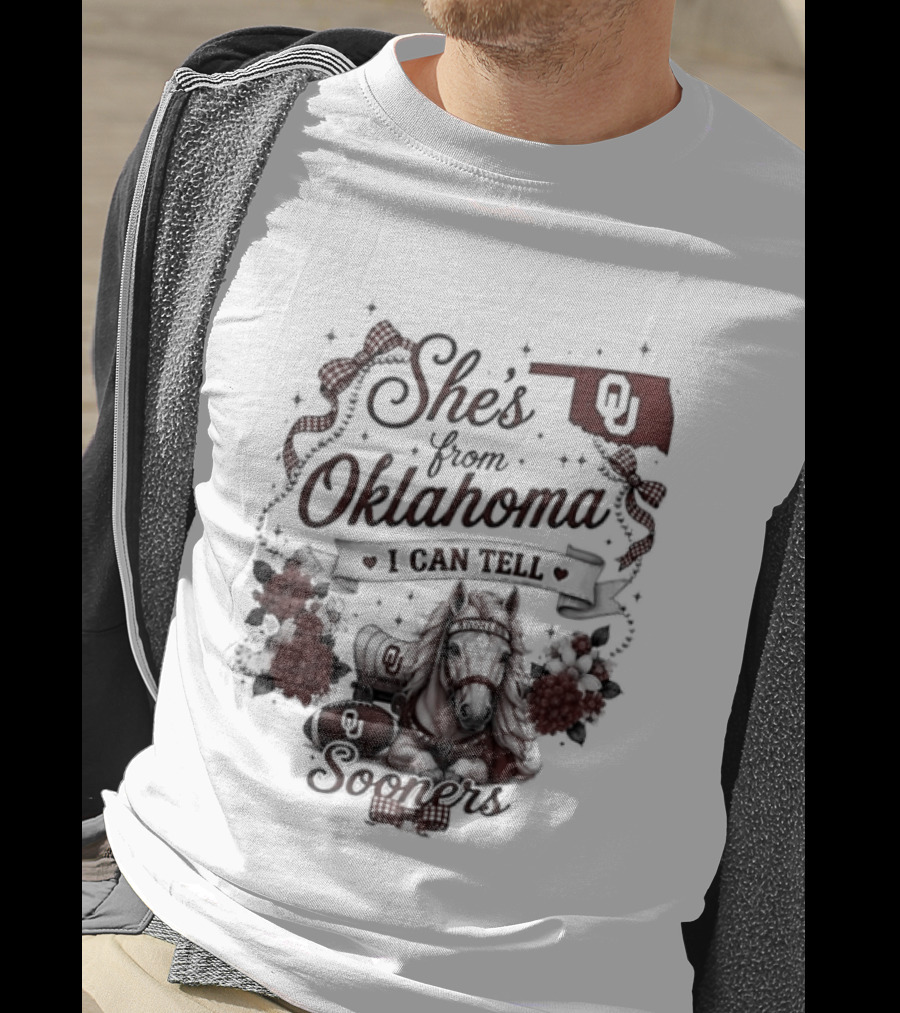 She's From Oklahoma I Can Tell Sooners OU State Pride Football T-Shirt
