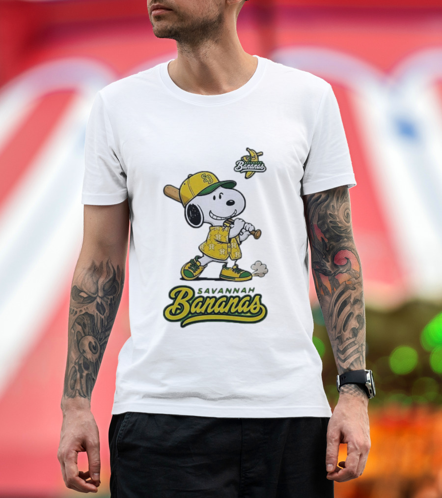 Snoopy Savannah Bananas Peanuts Baseball Collaboration T-Shirt
