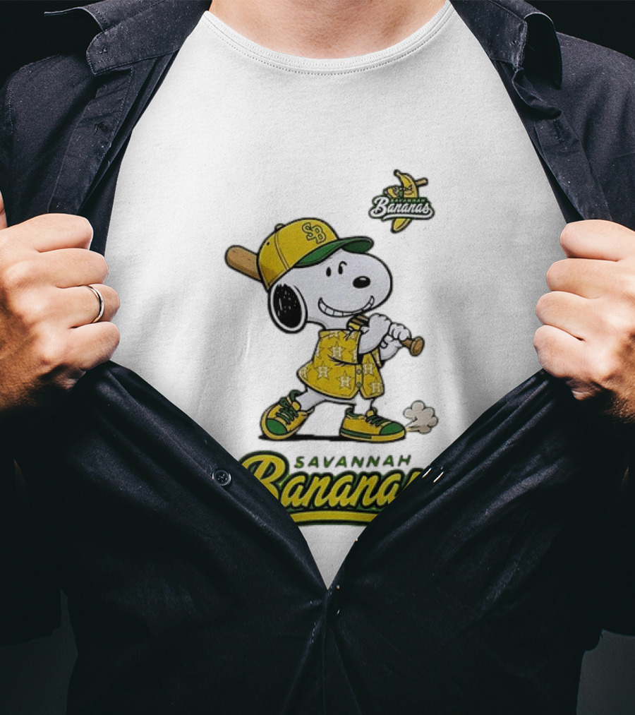 Snoopy Savannah Bananas Peanuts Baseball Collaboration T-Shirt