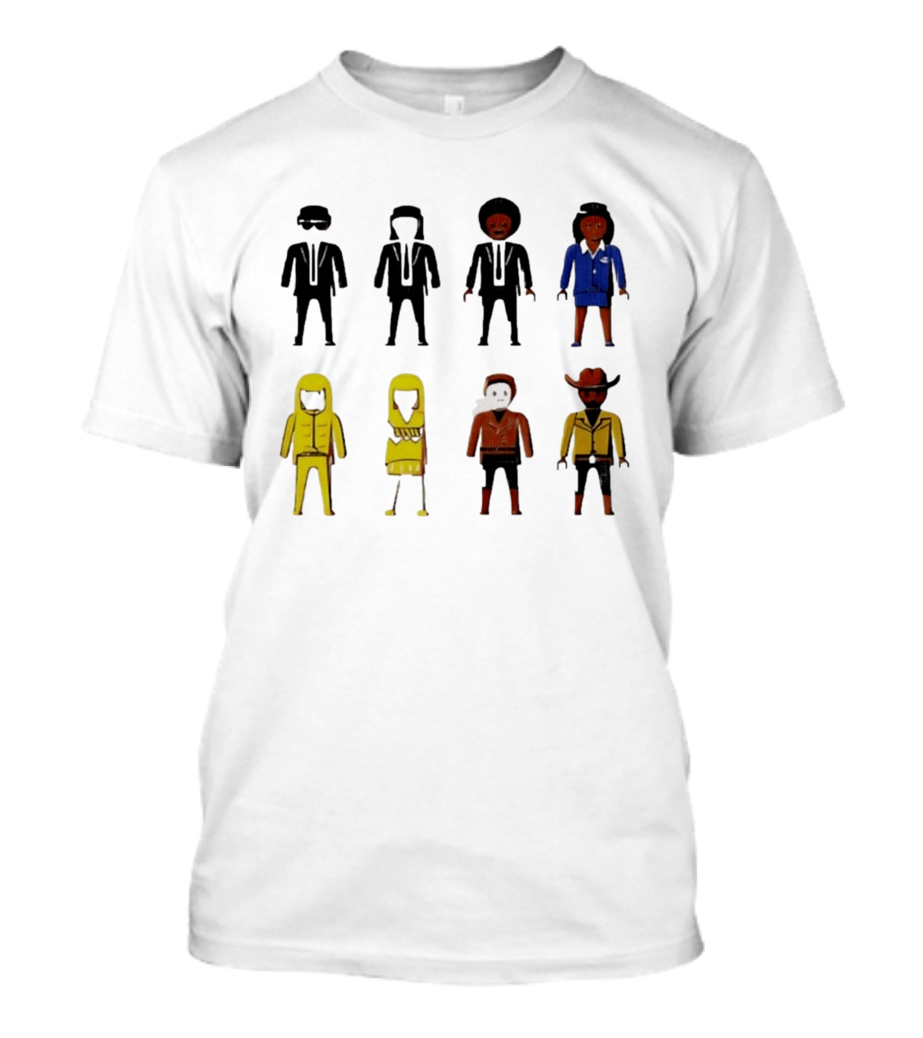 Tarantino Movie Characters Playful Figurine Lineup T-Shirt