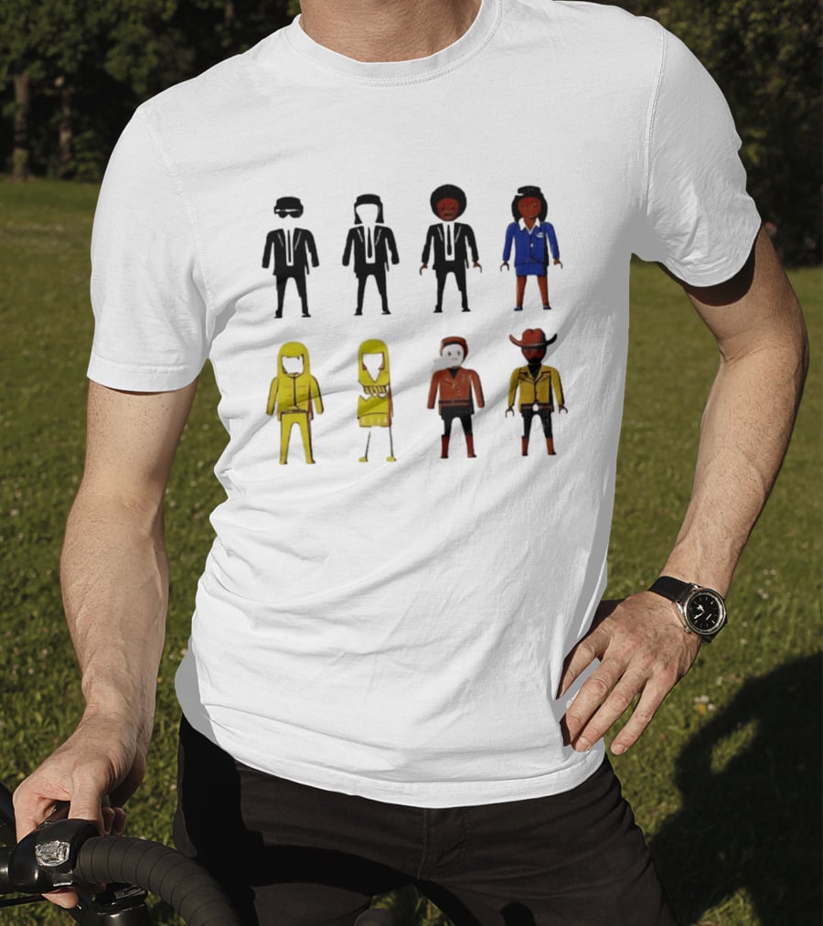 Tarantino Movie Characters Playful Figurine Lineup T-Shirt