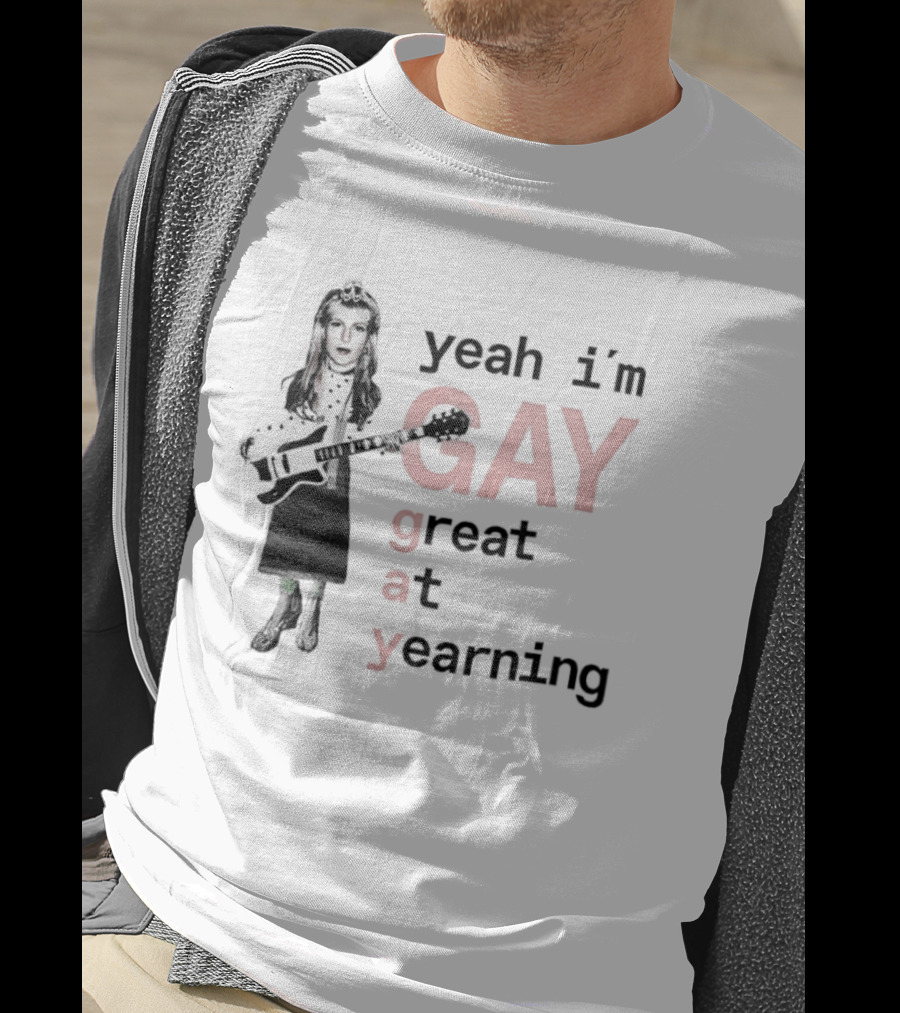 Yeah I'm Gay Great At Yearning Meme With Guitar Player T-Shirt