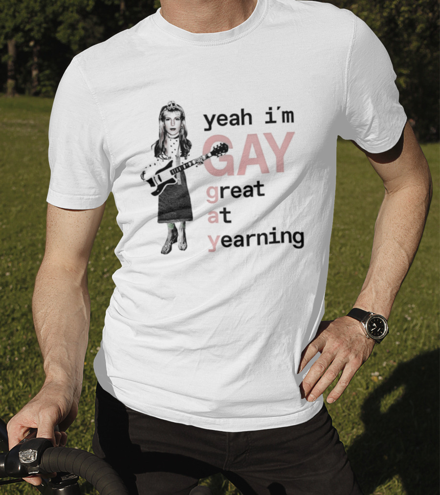 Yeah I'm Gay Great At Yearning Meme With Guitar Player T-Shirt