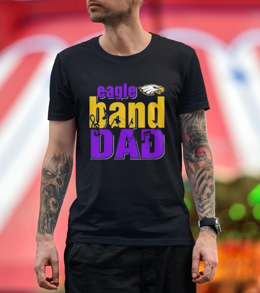 Eagle Band Dad With Eagle Head Icon Yellow And Purple T-Shirt