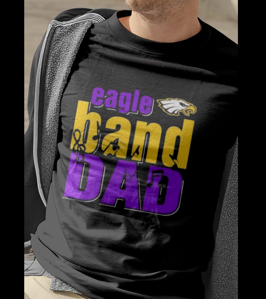 Eagle Band Dad With Eagle Head Icon Yellow And Purple T-Shirt