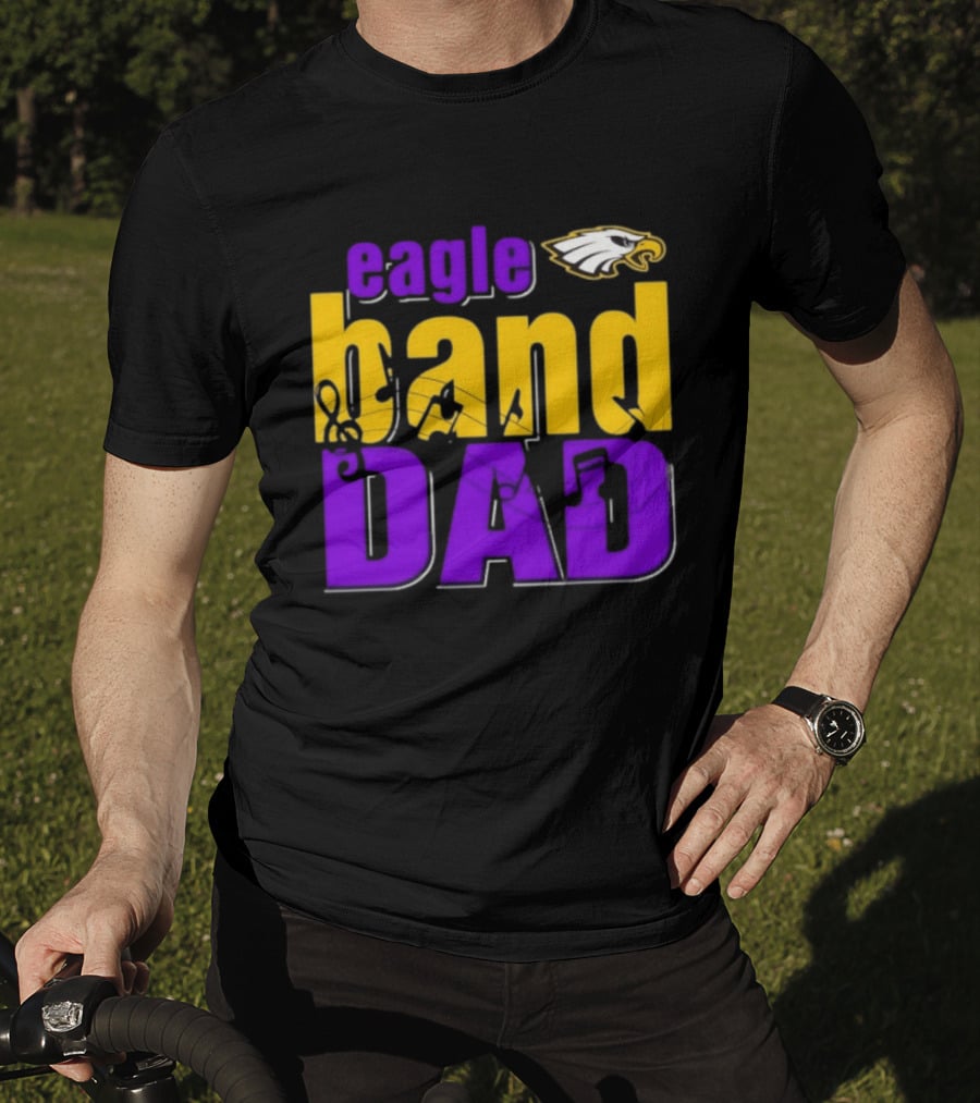 Eagle Band Dad With Eagle Head Icon Yellow And Purple T-Shirt