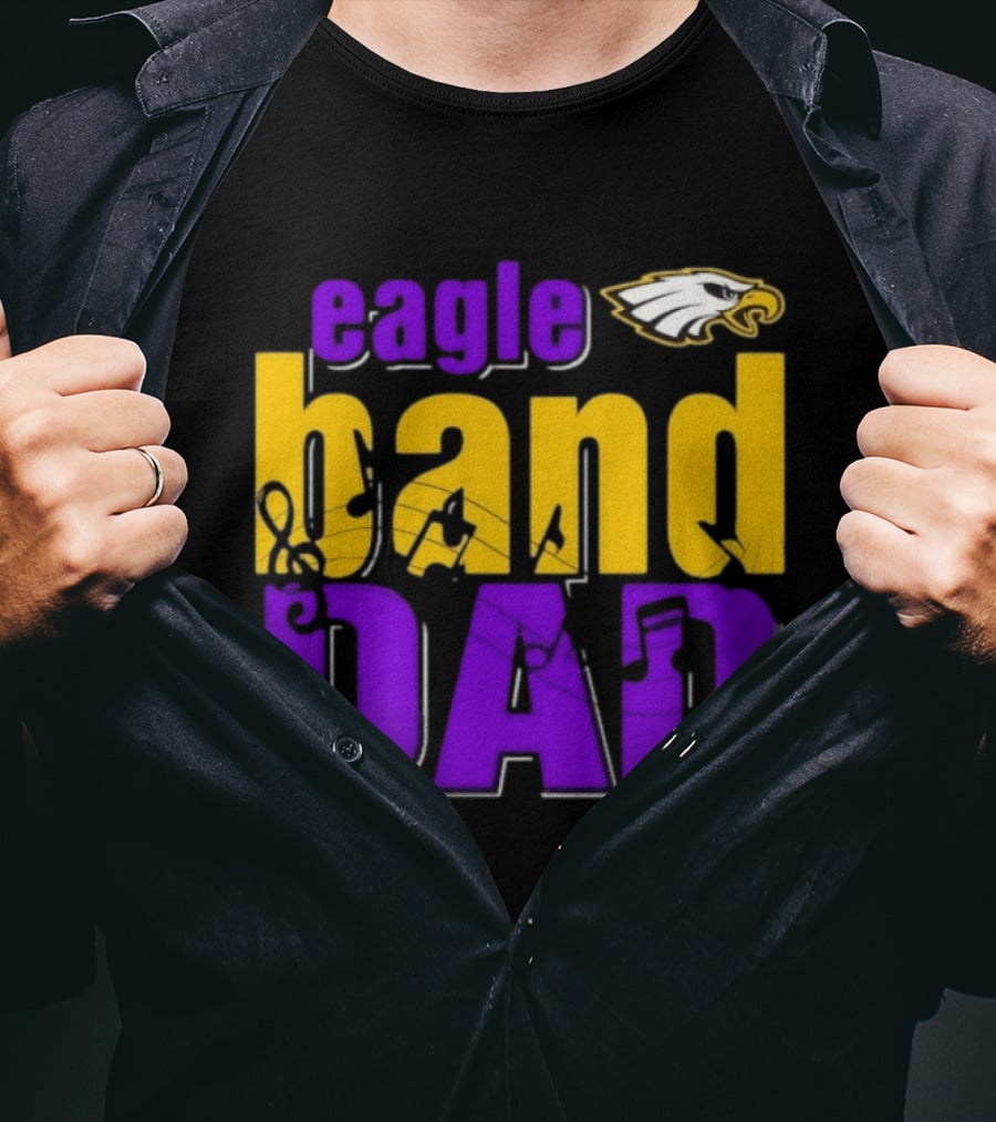 Eagle Band Dad With Eagle Head Icon Yellow And Purple T-Shirt