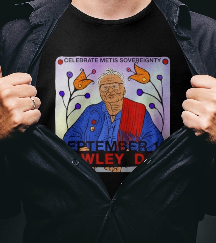Celebrate Metis Sovereignty September 19 Powley Day With Elder Illustration And Floral Accents T-Shirt