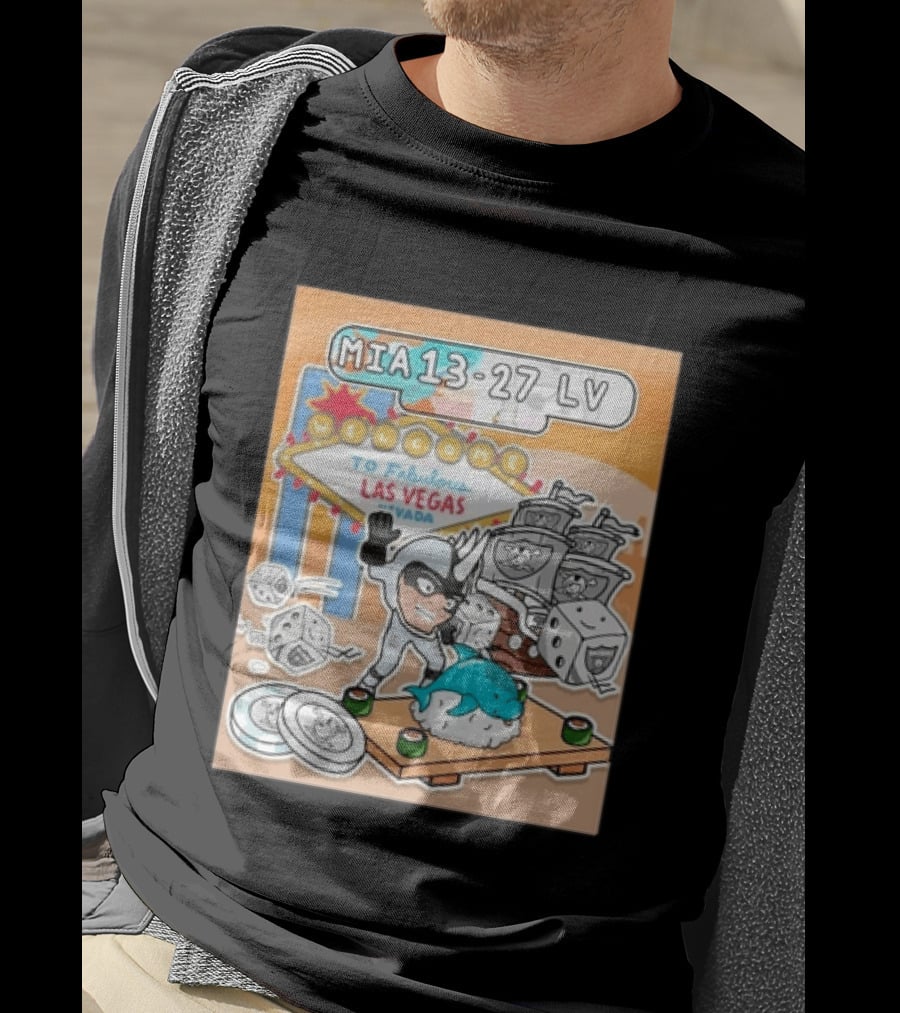MIA 13 27 LV Welcome To Fabulous Las Vegas Sushi Dice Robots T-Shirt