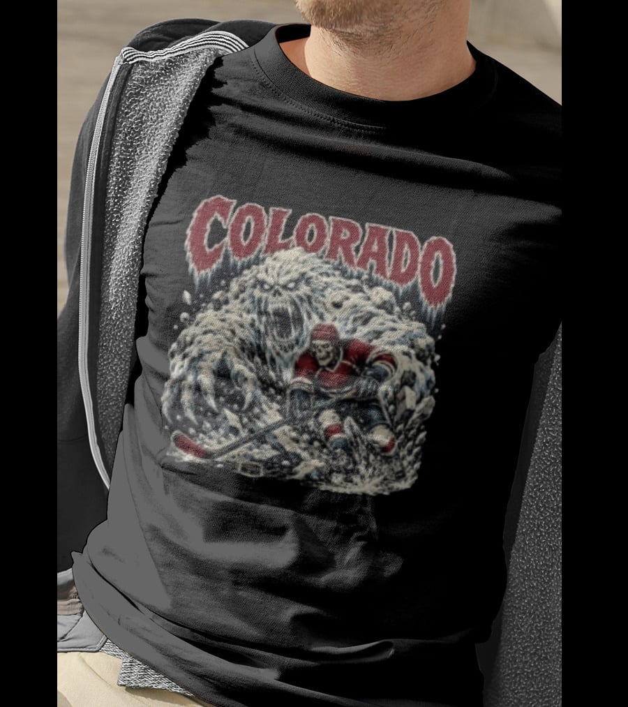 Colorado Avalanche Hockey Skeleton Player Ice Monster Chase T-Shirt