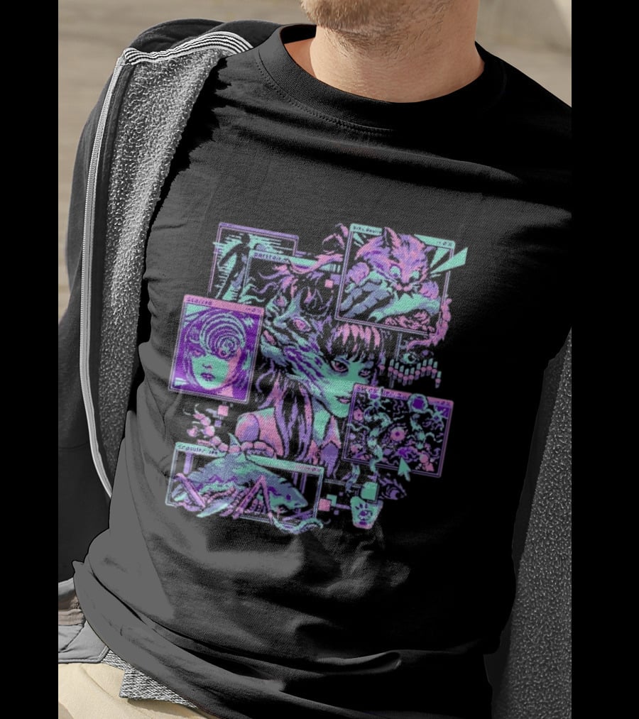Scarred Crawler Glitch Aesthetic Portraits And Digital Art Panels T-Shirt