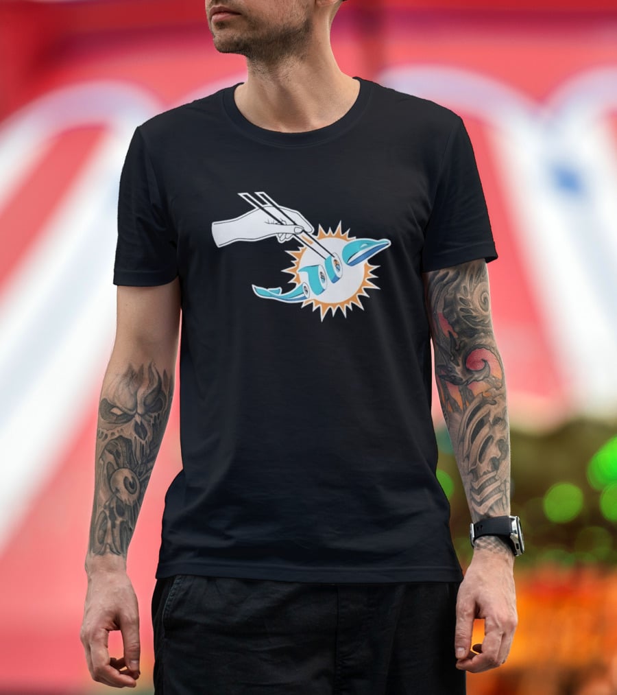 Miami Dolphins Sushi Roll Chopsticks T-Shirt