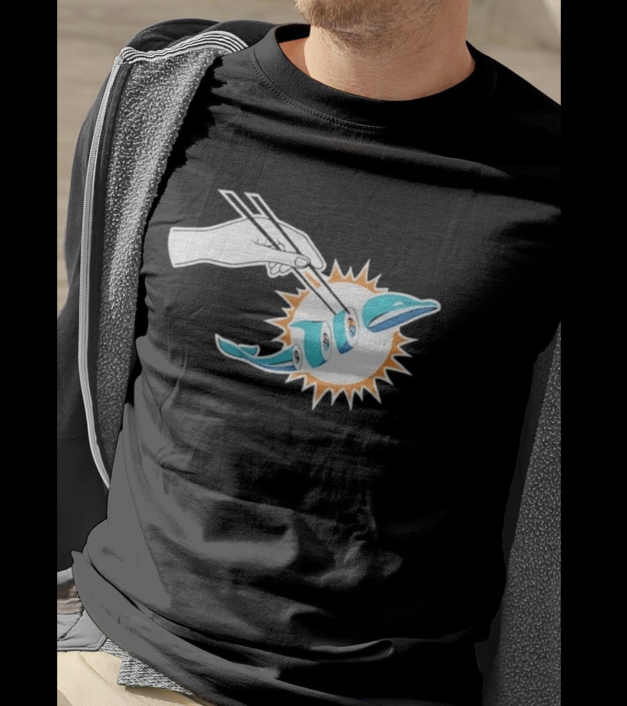 Miami Dolphins Sushi Roll Chopsticks T-Shirt