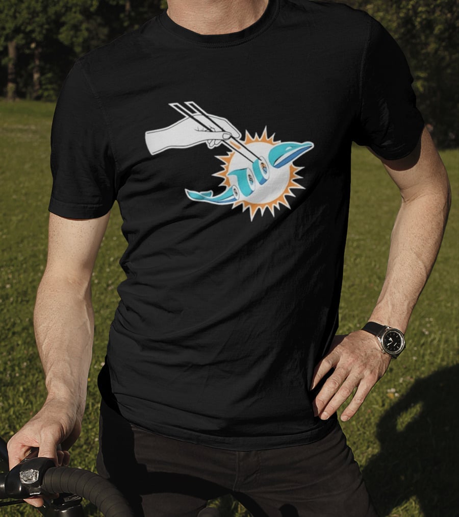 Miami Dolphins Sushi Roll Chopsticks T-Shirt