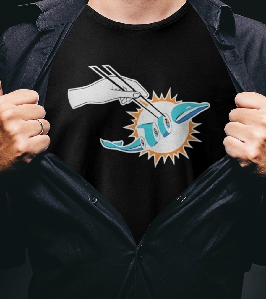 Miami Dolphins Sushi Roll Chopsticks T-Shirt