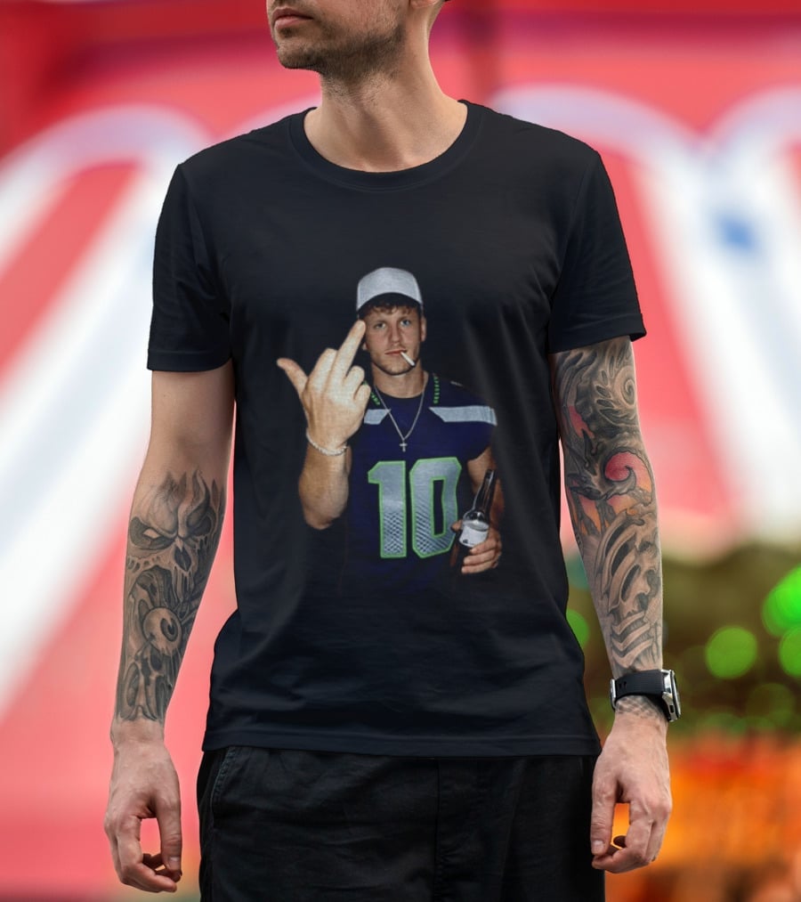 Seattle Seahawks Cooper Kupp Smoking Beer Gesture Iconic Football T-Shirt