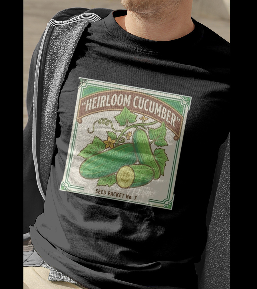 Heirloom Cucumber Seed Packet No 7 Vintage Gardening Iconic Green T-Shirt