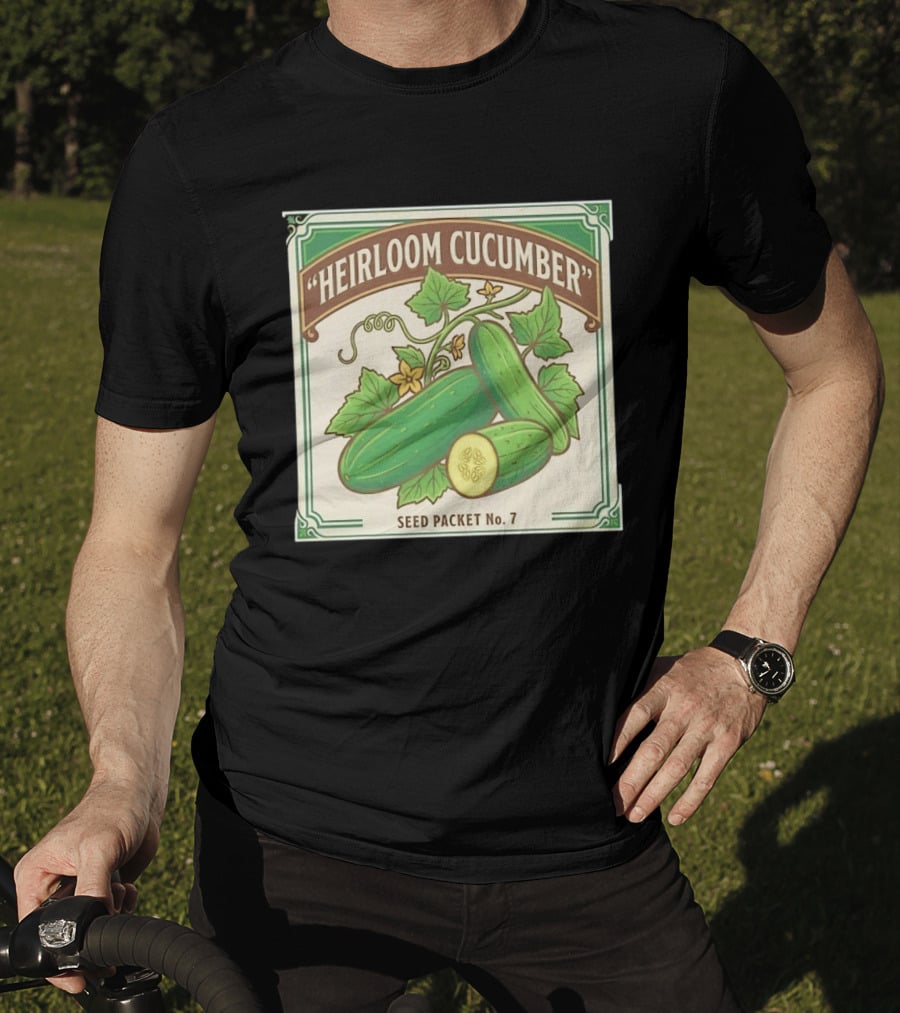 Heirloom Cucumber Seed Packet No 7 Vintage Gardening Iconic Green T-Shirt