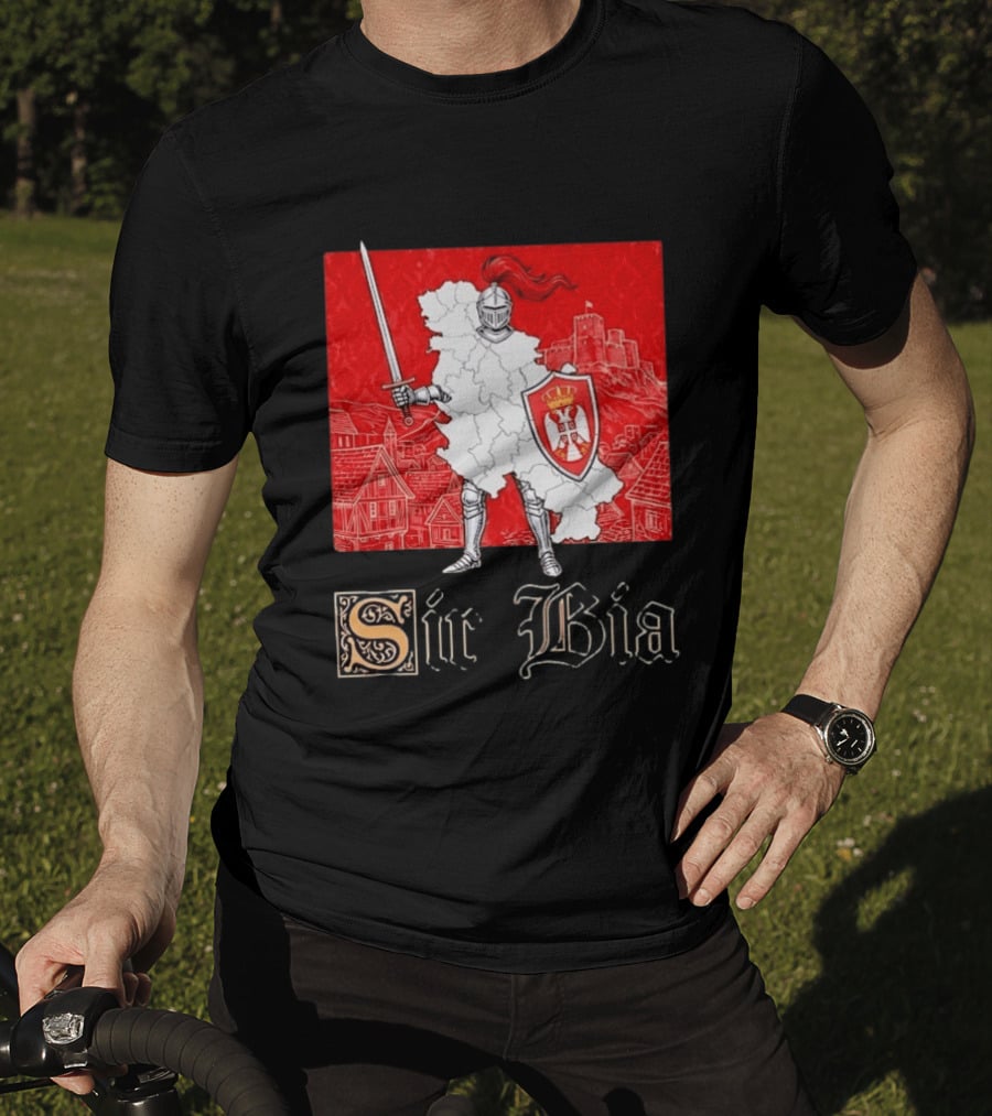 Sir Bia Knight Of Serbia Map Serbian Pride Shield Armor Heritage T-Shirt