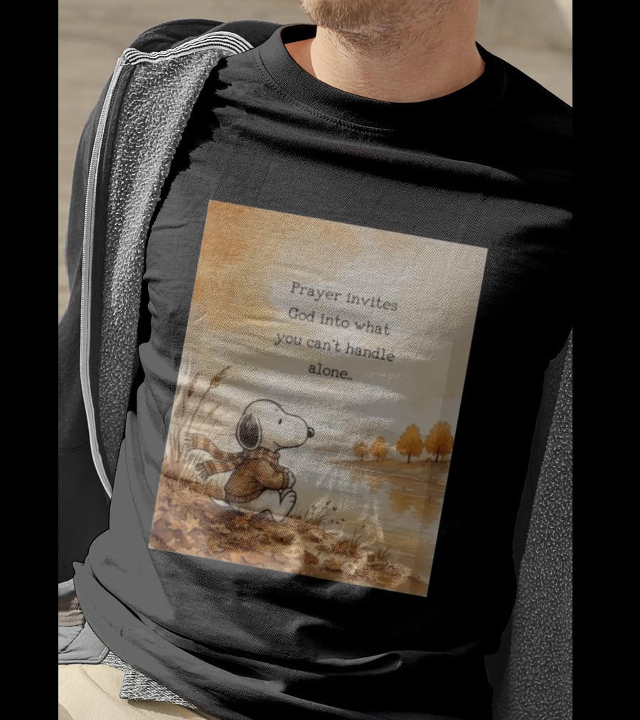 Snoopy Prayer Invites God Into What You Can't Handle Alone Autumn Scene T-Shirt