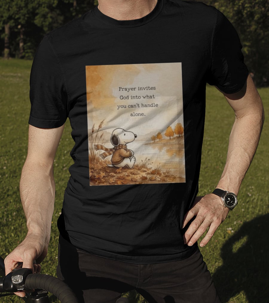 Snoopy Prayer Invites God Into What You Can't Handle Alone Autumn Scene T-Shirt