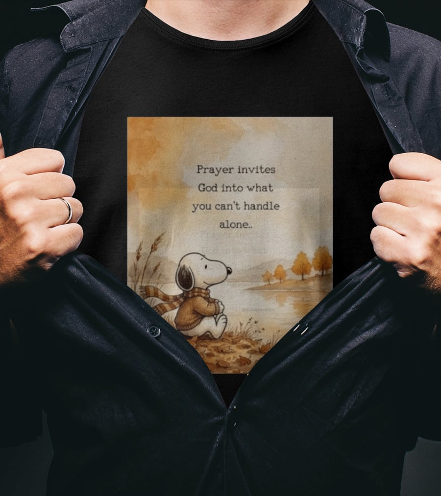 Snoopy Prayer Invites God Into What You Can't Handle Alone Autumn Scene T-Shirt