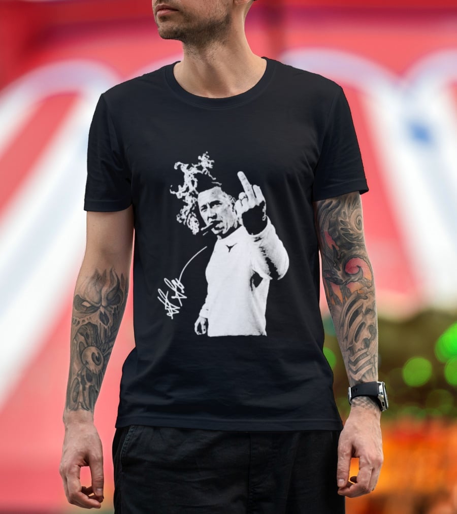 Steve Sarkisian Gesture Smoking Cigar Signature T-Shirt