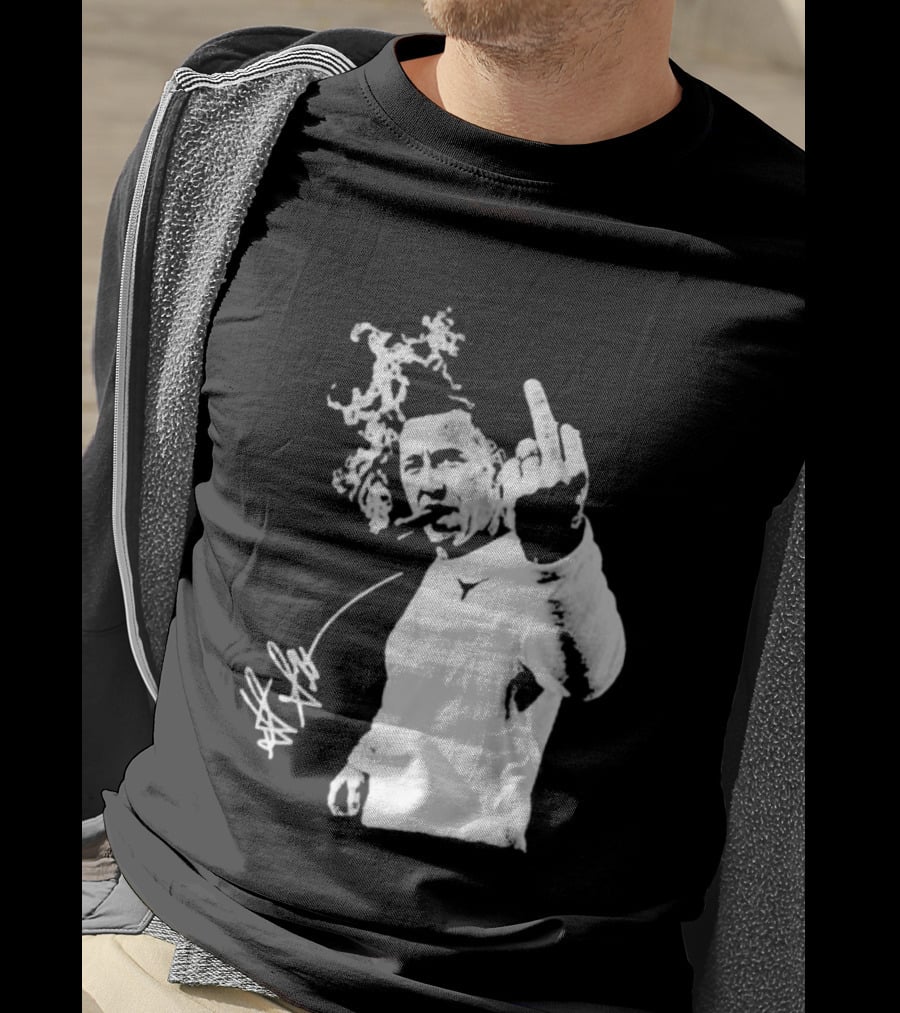 Steve Sarkisian Gesture Smoking Cigar Signature T-Shirt