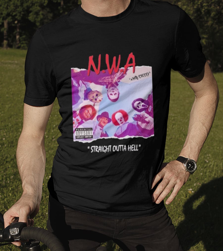 N.W.A Straight Outta Hell Horror Movie Character Mashup T-Shirt
