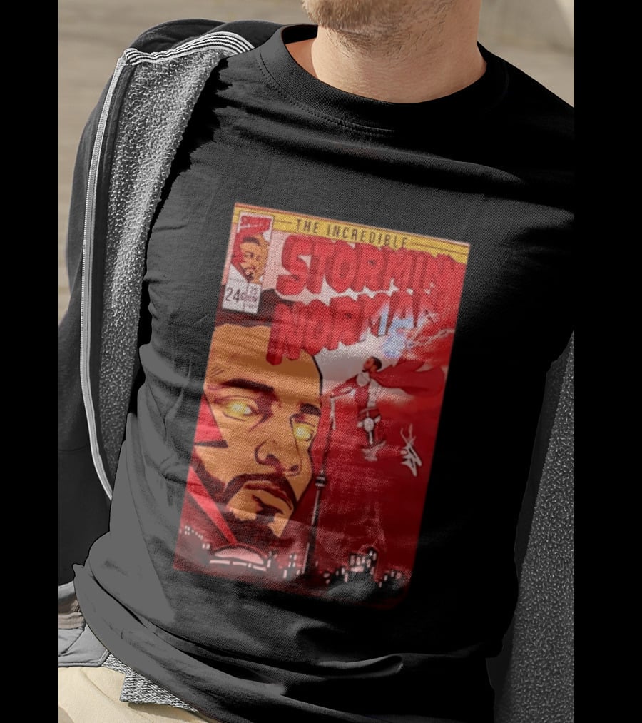 The Incredible Stormin Norman Comic Book Flying Superhero Cityscape 25 Cent Issue 24 T-Shirt