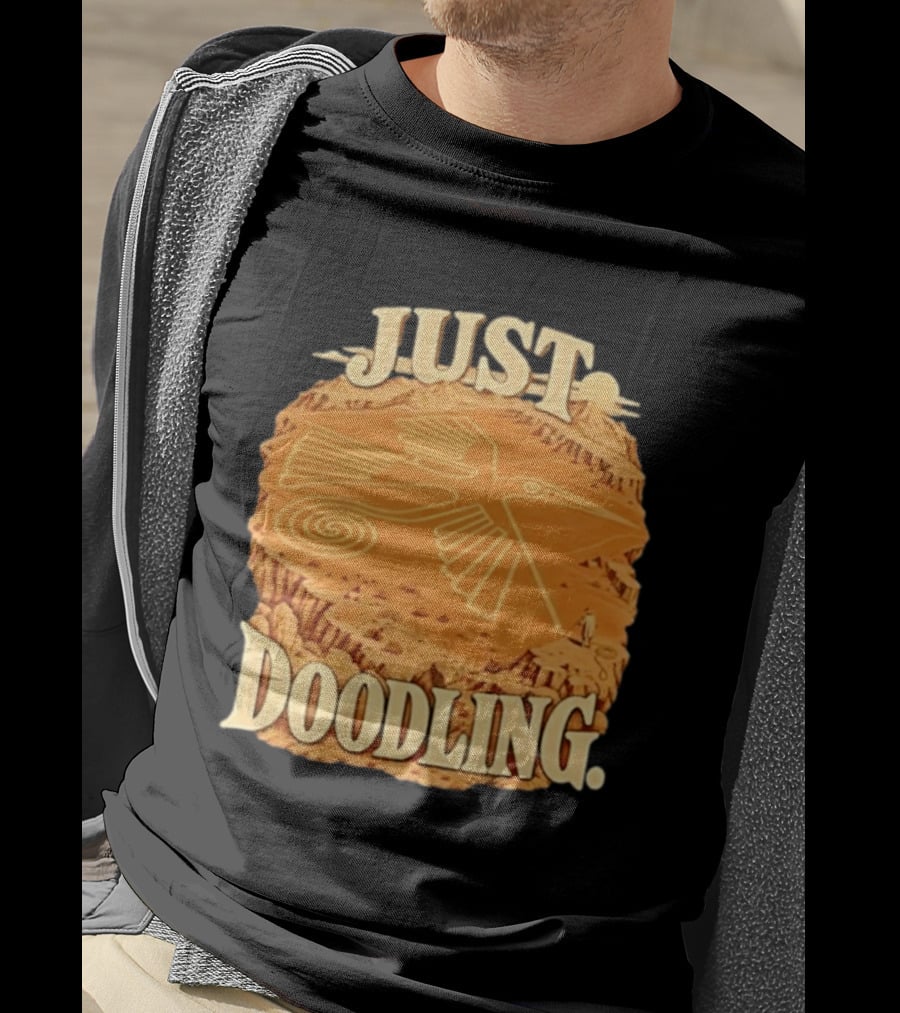 Just Doodling Nazca Lines Hummingbird Desert Landscape T-Shirt