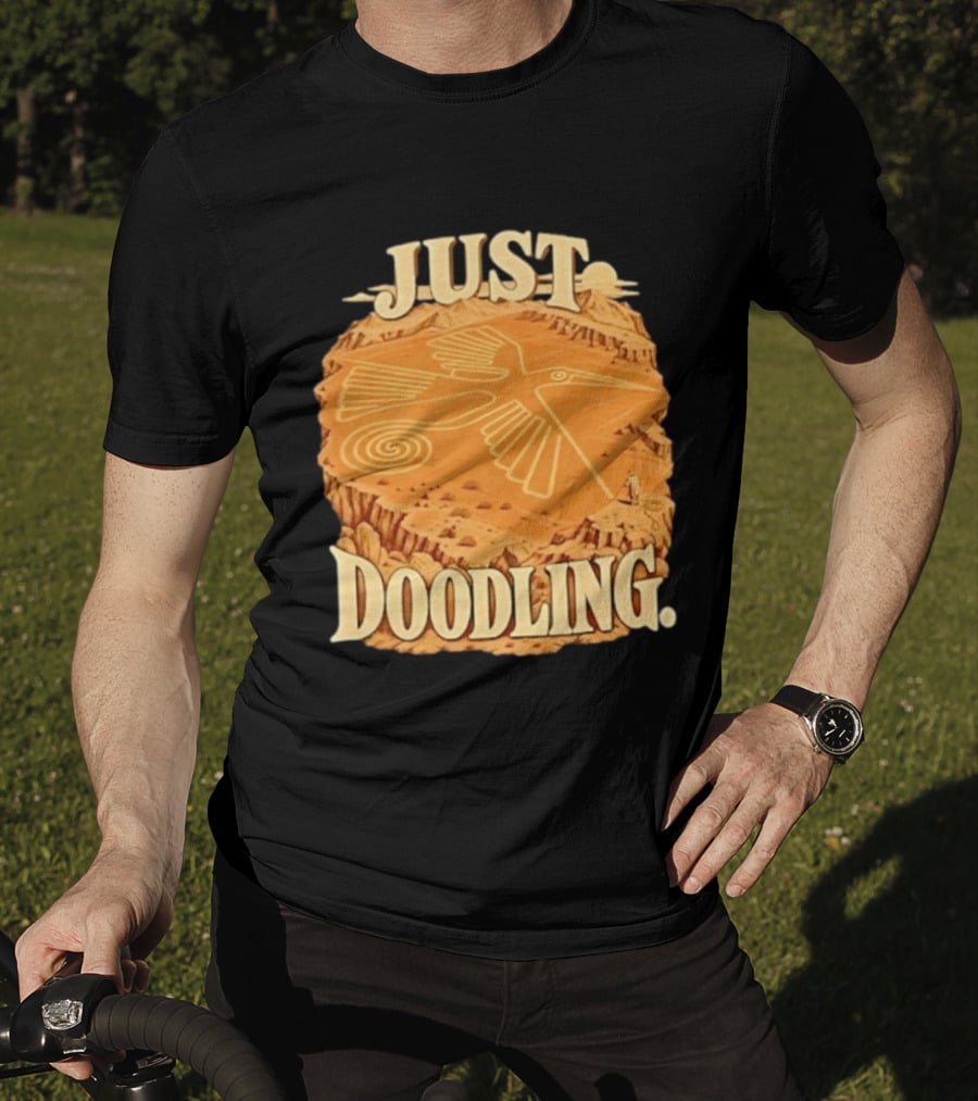 Just Doodling Nazca Lines Hummingbird Desert Landscape T-Shirt