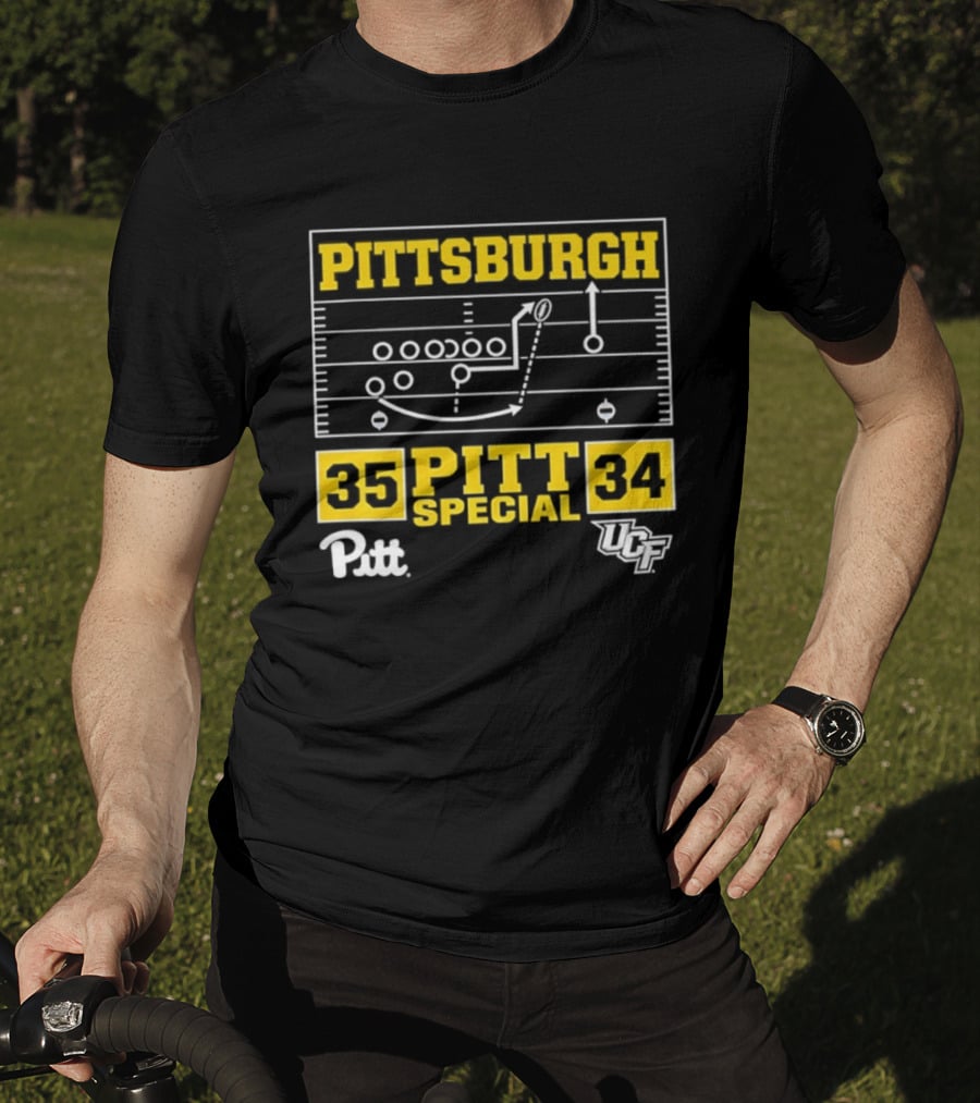 Pittsburgh Pitt Special 35 34 Victory Football Play Diagram Vs UCF T-Shirt