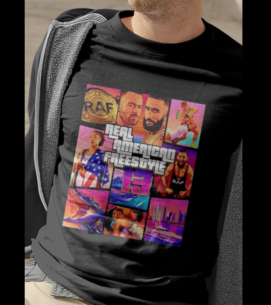 Real American Freestyle 13 Wrestling RAF Alligator Miami Scene T-Shirt