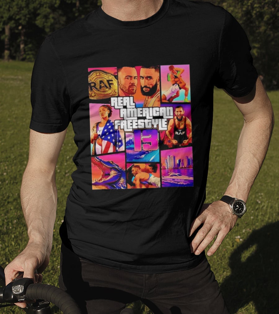 Real American Freestyle 13 Wrestling RAF Alligator Miami Scene T-Shirt