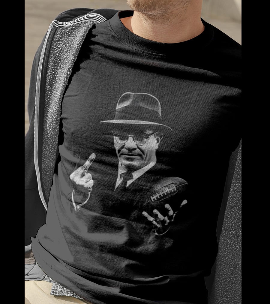 Vince Lombardi Football Gesture Iconic Middle Finger T-Shirt