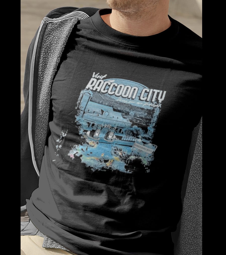 Visit Raccoon City Bring Your Own Flashlight RPD Entrance Postcard T-Shirt