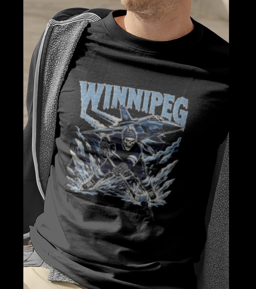 Winnipeg Jets Hockey Skeleton Player Ice Jet T-Shirt