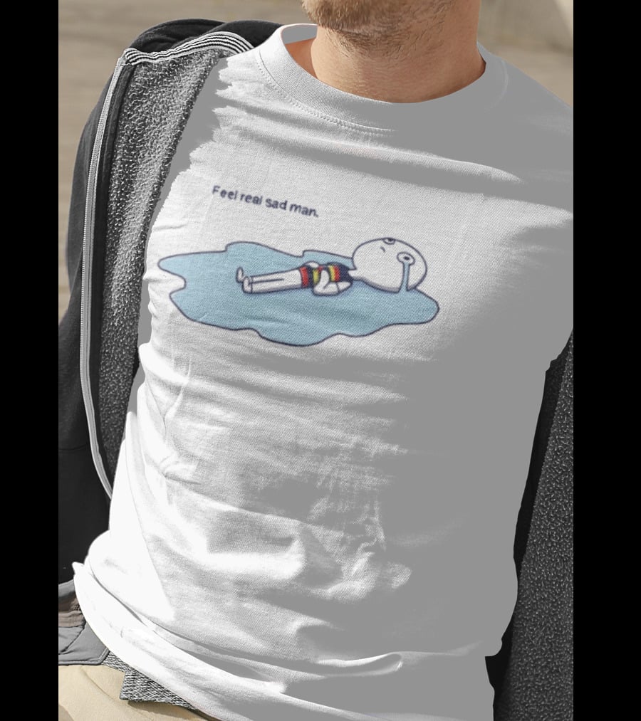 Adelaide FC Feel Real Sad Man Crying Lying Down Fan Humor T-Shirt