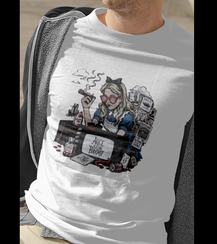 Alice Falling Podcast Conspiracy Theory Red Pill Top Secret Area 51 Reptilians Seeing Is Believing T-Shirt