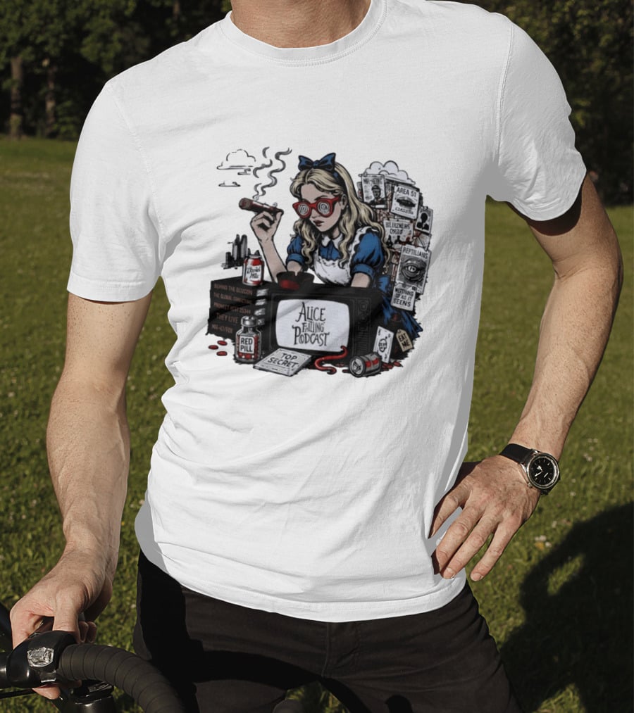 Alice Falling Podcast Conspiracy Theory Red Pill Top Secret Area 51 Reptilians Seeing Is Believing T-Shirt