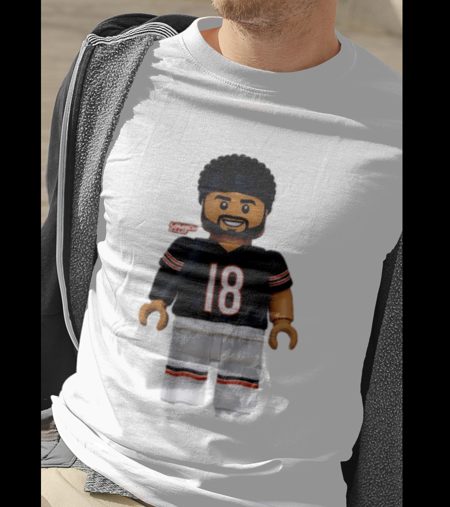 Chicago Bears Quarterback Caleb Williams 18 Lego Minifigure T-Shirt