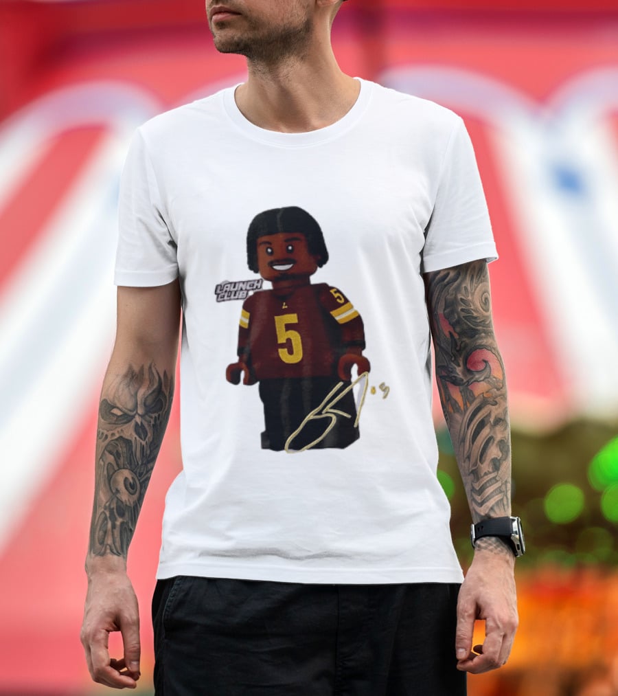 Washington Commanders Quarterback Jayden Daniels Launch Club Number 5 T-Shirt