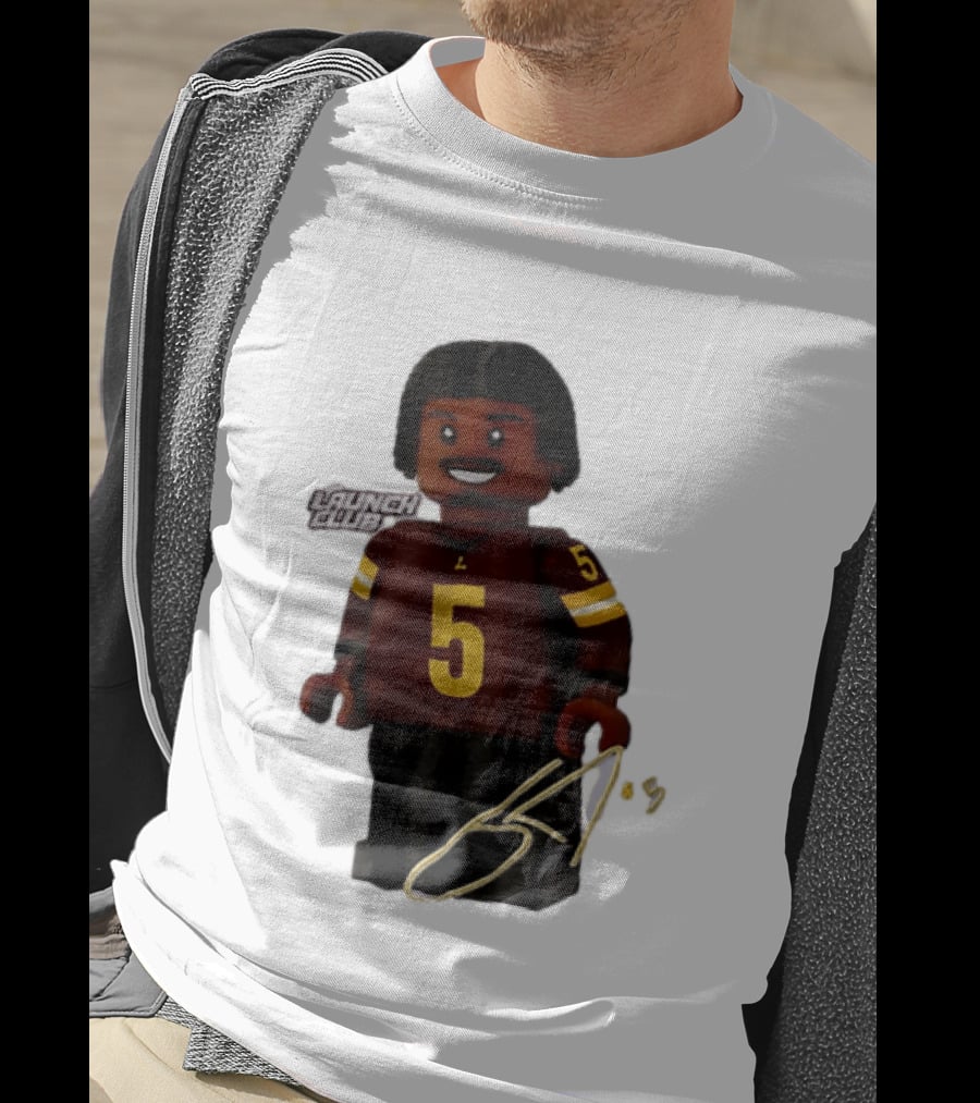 Washington Commanders Quarterback Jayden Daniels Launch Club Number 5 T-Shirt