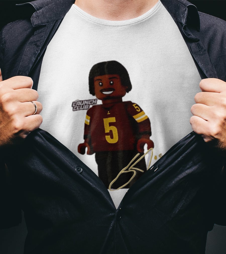 Washington Commanders Quarterback Jayden Daniels Launch Club Number 5 T-Shirt