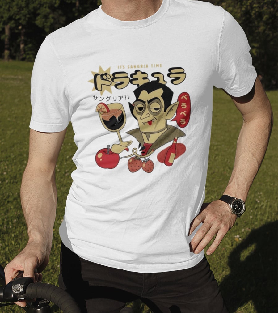 Dracula It's Sangria Time Japanese Vampire Bero Bero Retro Drink T-Shirt