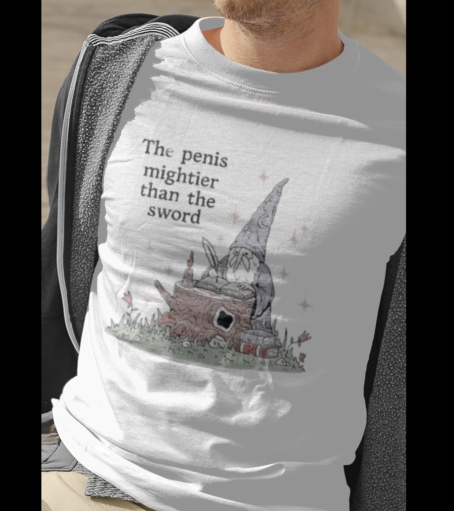 The Penis Mightier Than The Sword Wizard Hat Fantasy Scene T-Shirt