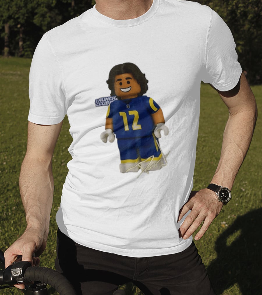 Los Angeles Rams Wide Receiver Puka Nacua Launch Club Number 12 Lego T-Shirt
